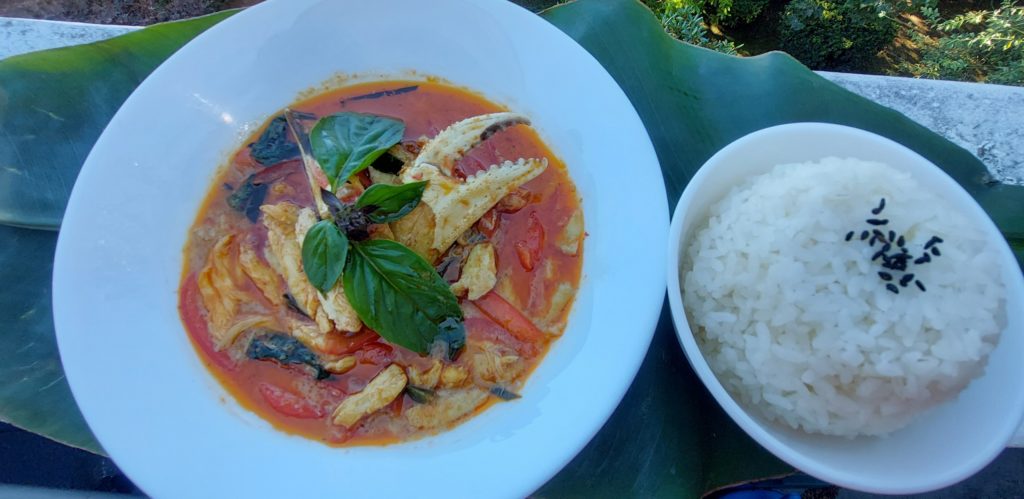 crab meat panang curry prepared